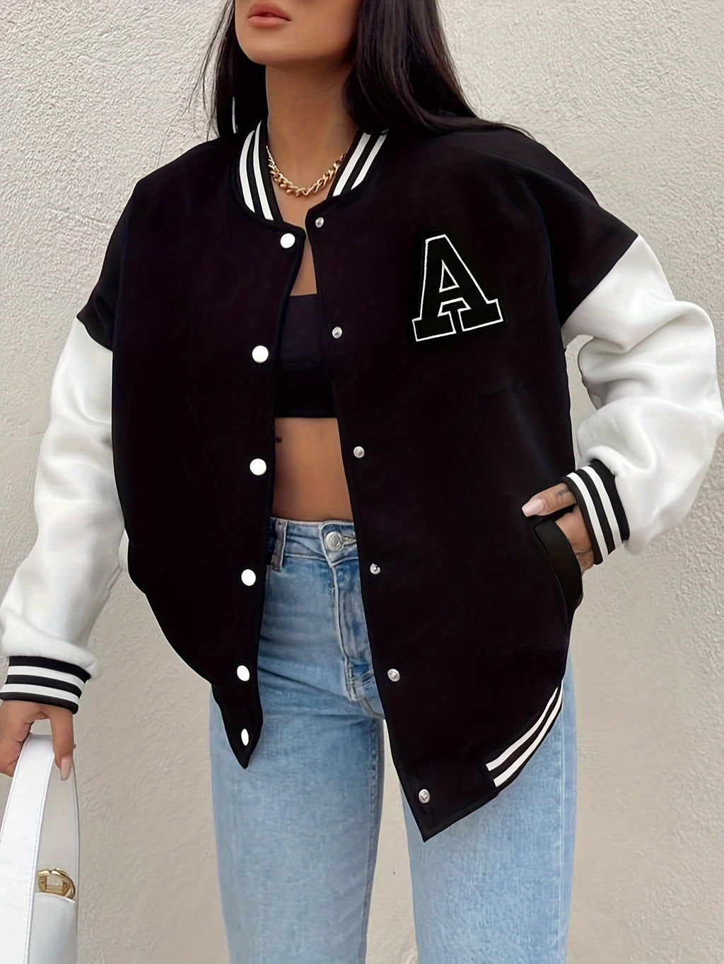 Jocelyn | Snap-Front Bomber Jacket With Contrast Sleeves
