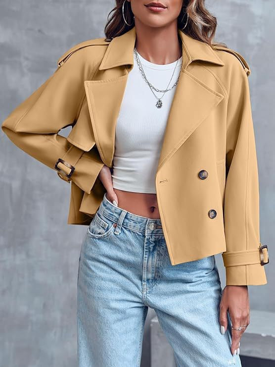 Lydia | Cropped Double-Breasted Trench Coat