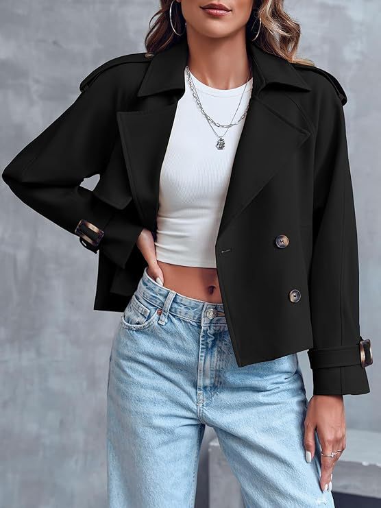 Lydia | Cropped Double-Breasted Trench Coat