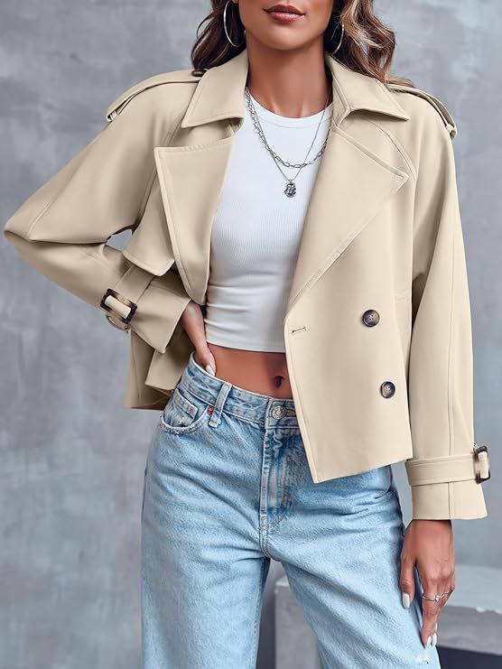 Lydia | Cropped Double-Breasted Trench Coat