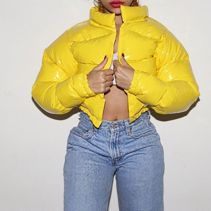 Linnea | Glossy Cropped Puffer Jacket
