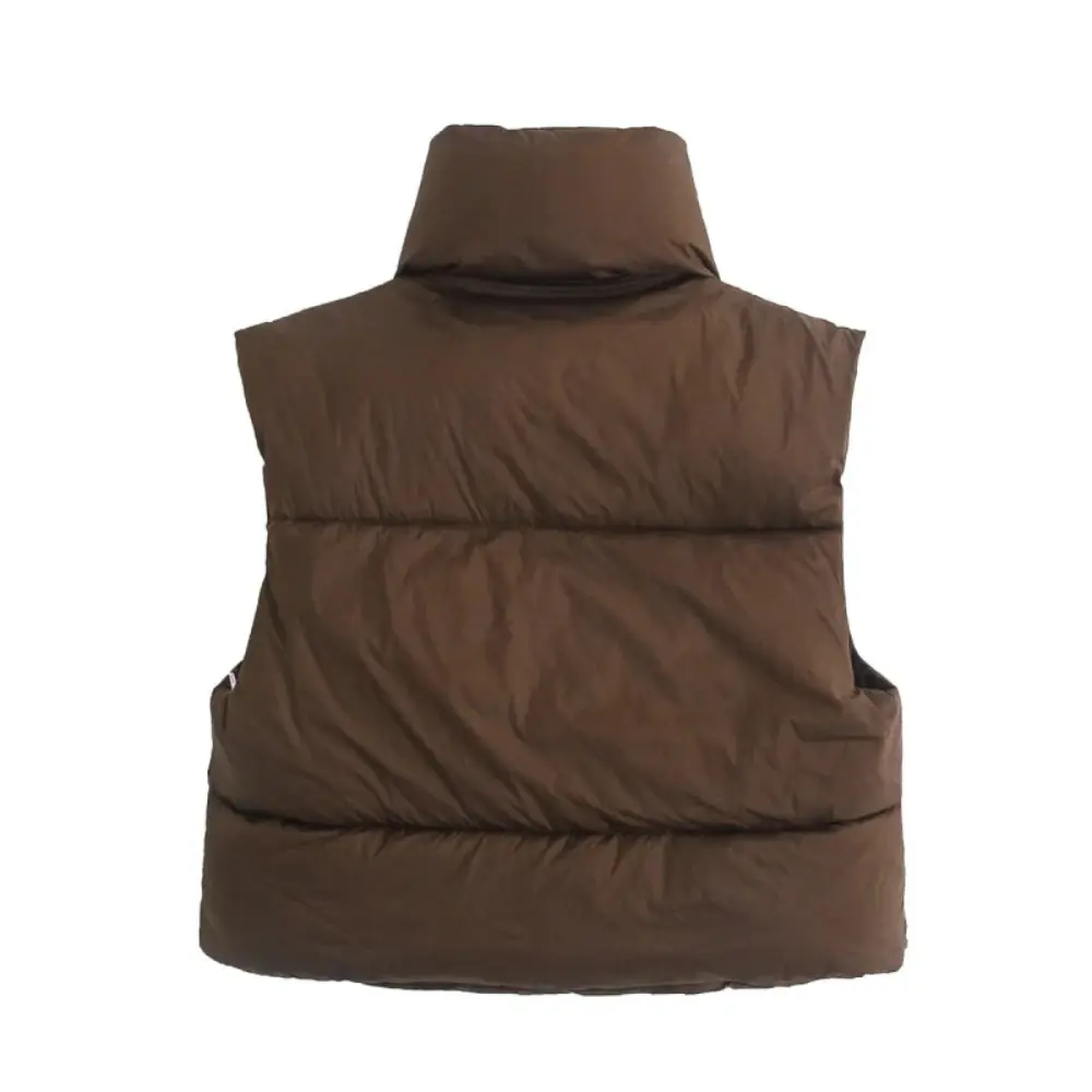 Kate | Cropped Puffer Vest With Stand Collar
