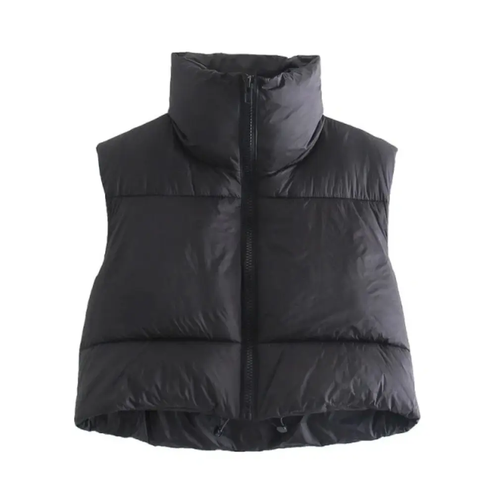 Kate | Cropped Puffer Vest With Stand Collar