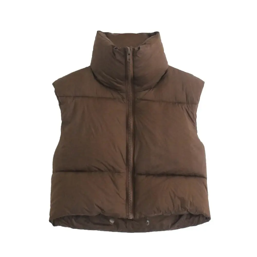 Kate | Cropped Puffer Vest With Stand Collar