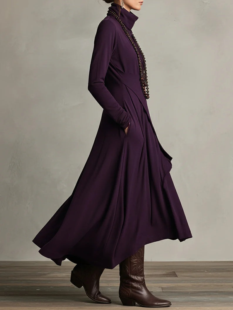 Sage | High Neck Maxi Dress With Flowing Layers