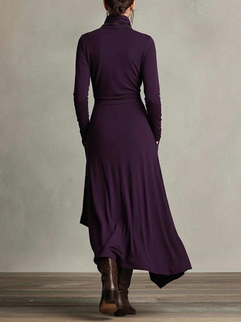 Sage | High Neck Maxi Dress With Flowing Layers