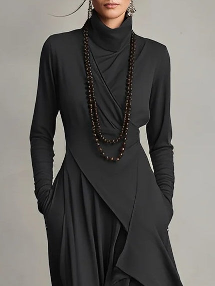 Sage | High Neck Maxi Dress With Flowing Layers