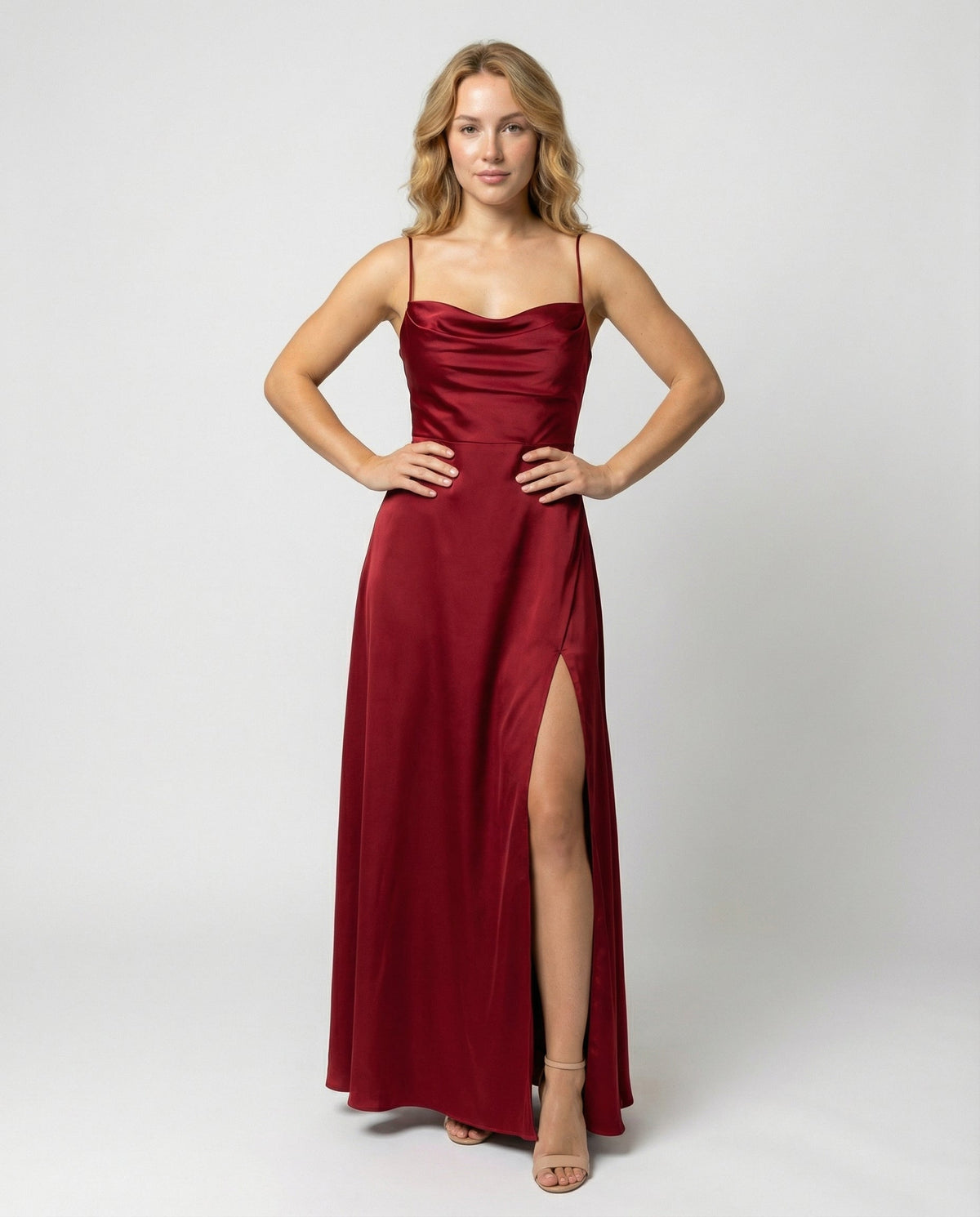 Violet | Cowl Neck Maxi Dress With Lace-Up Back