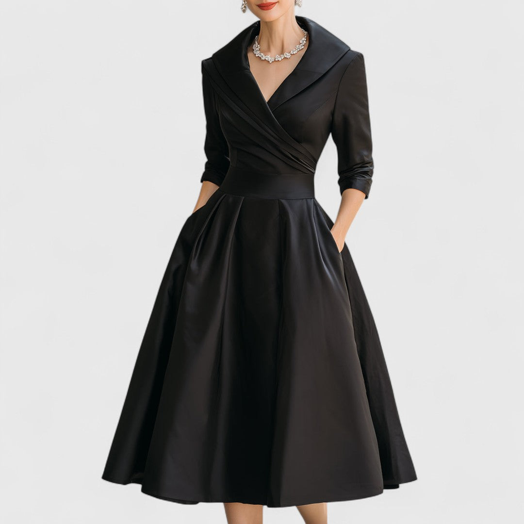 Carys | Wrap-Front Midi Dress With Shawl Collar