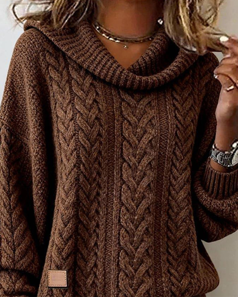 Margot | Cable Knit Sweater With Cowl Neck