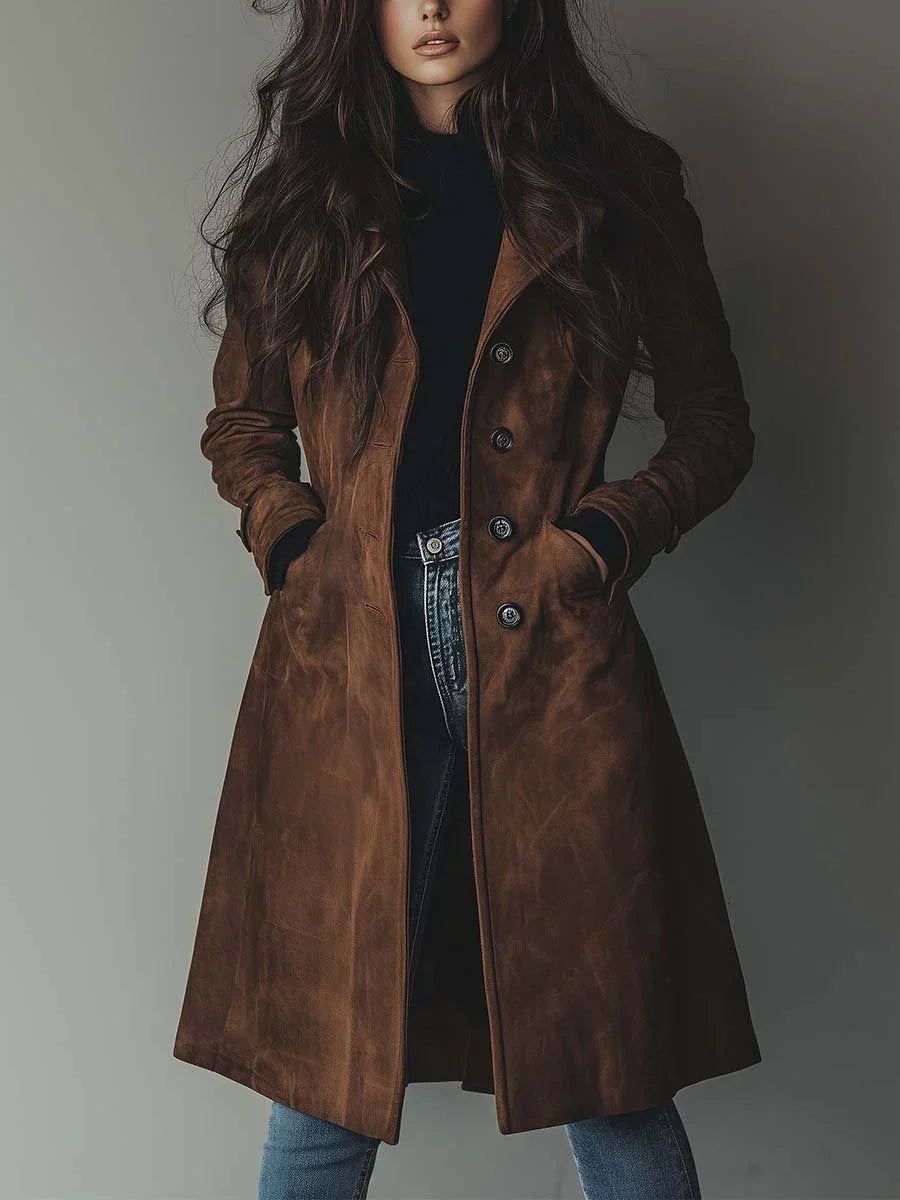 Annabel | Vintage Faux Suede Trench Coat