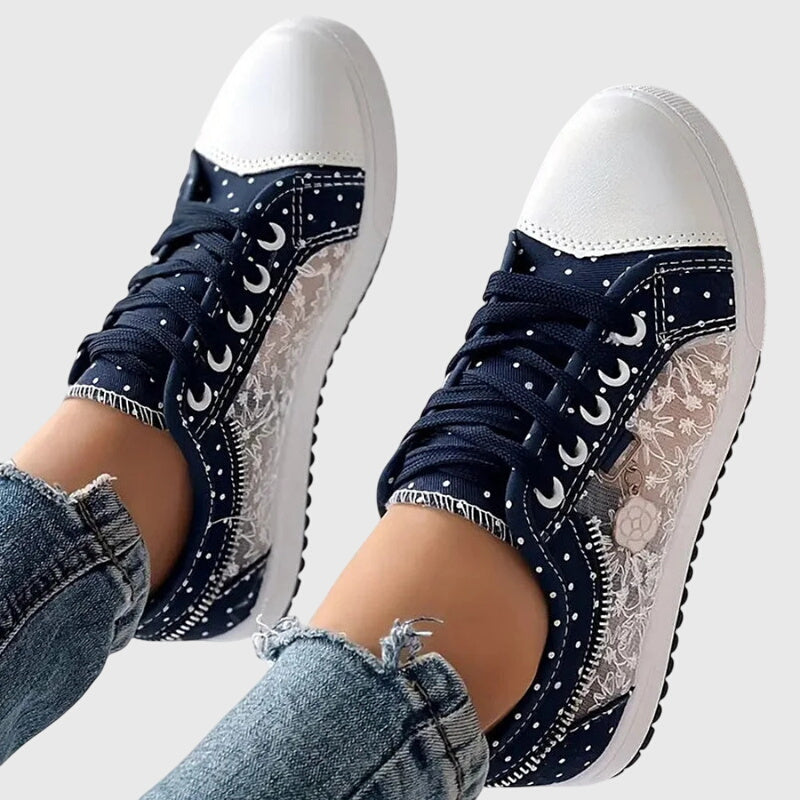 Theodora | Lace-Up Polka Dot Platform Sneakers