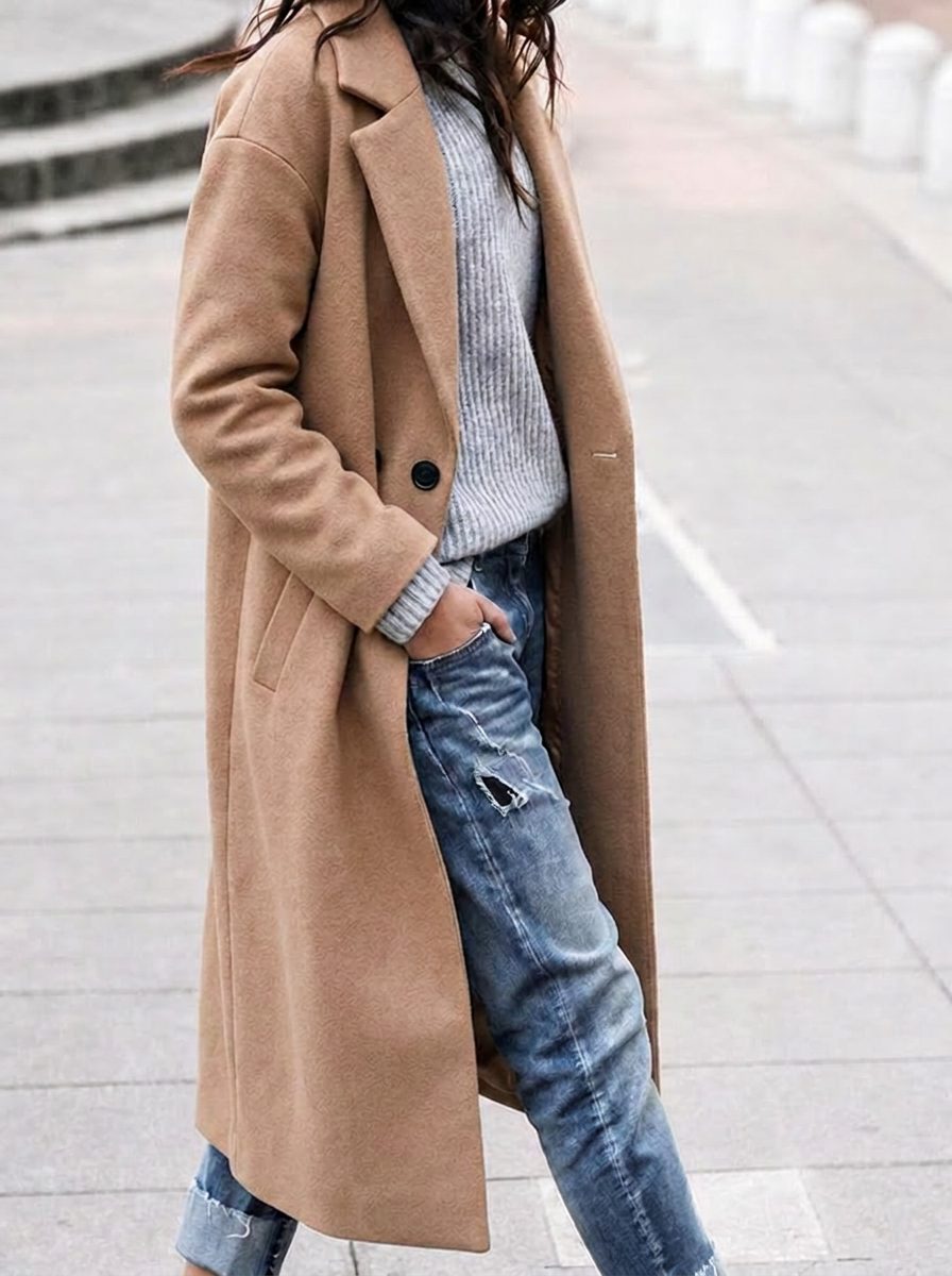 Sheffield — Oversized Button-Up Winter Coat with Lapel