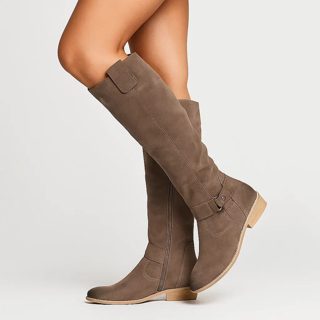 Cora | Knee-High Suede Boots With Block Heel