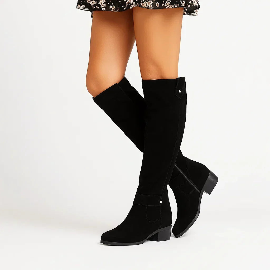 Cora | Knee-High Suede Boots With Block Heel