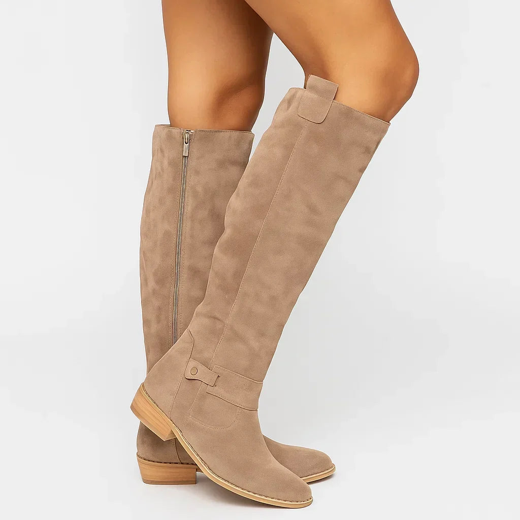 Cora | Knee-High Suede Boots With Block Heel