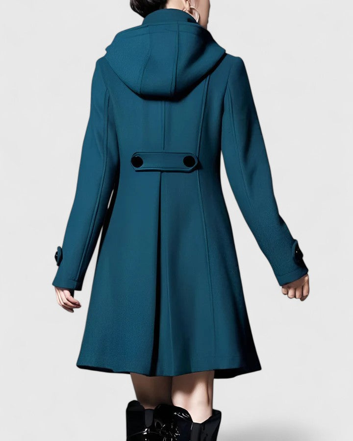 Doris | Hooded A-Line Coat With Double-Breasted Front