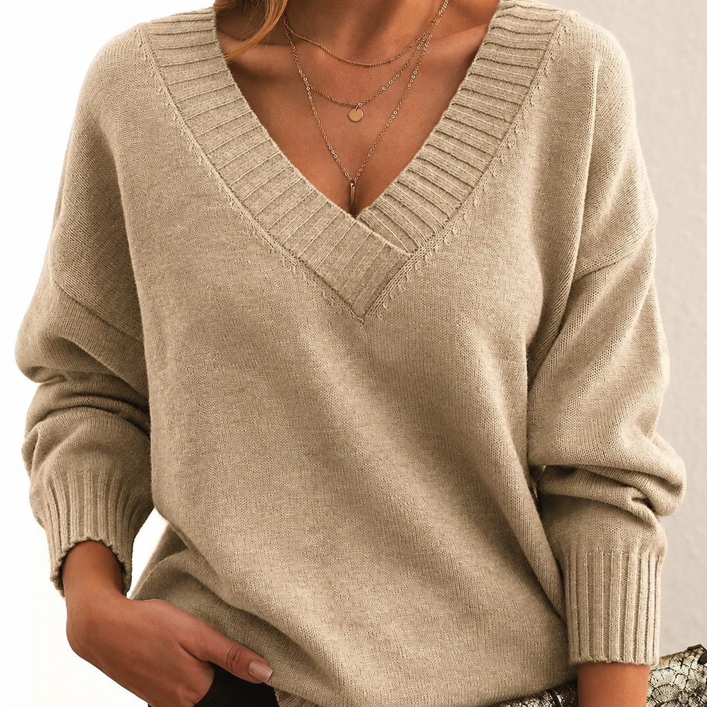 Juliana | Relaxed V-Neck Sweater With Drop Shoulders