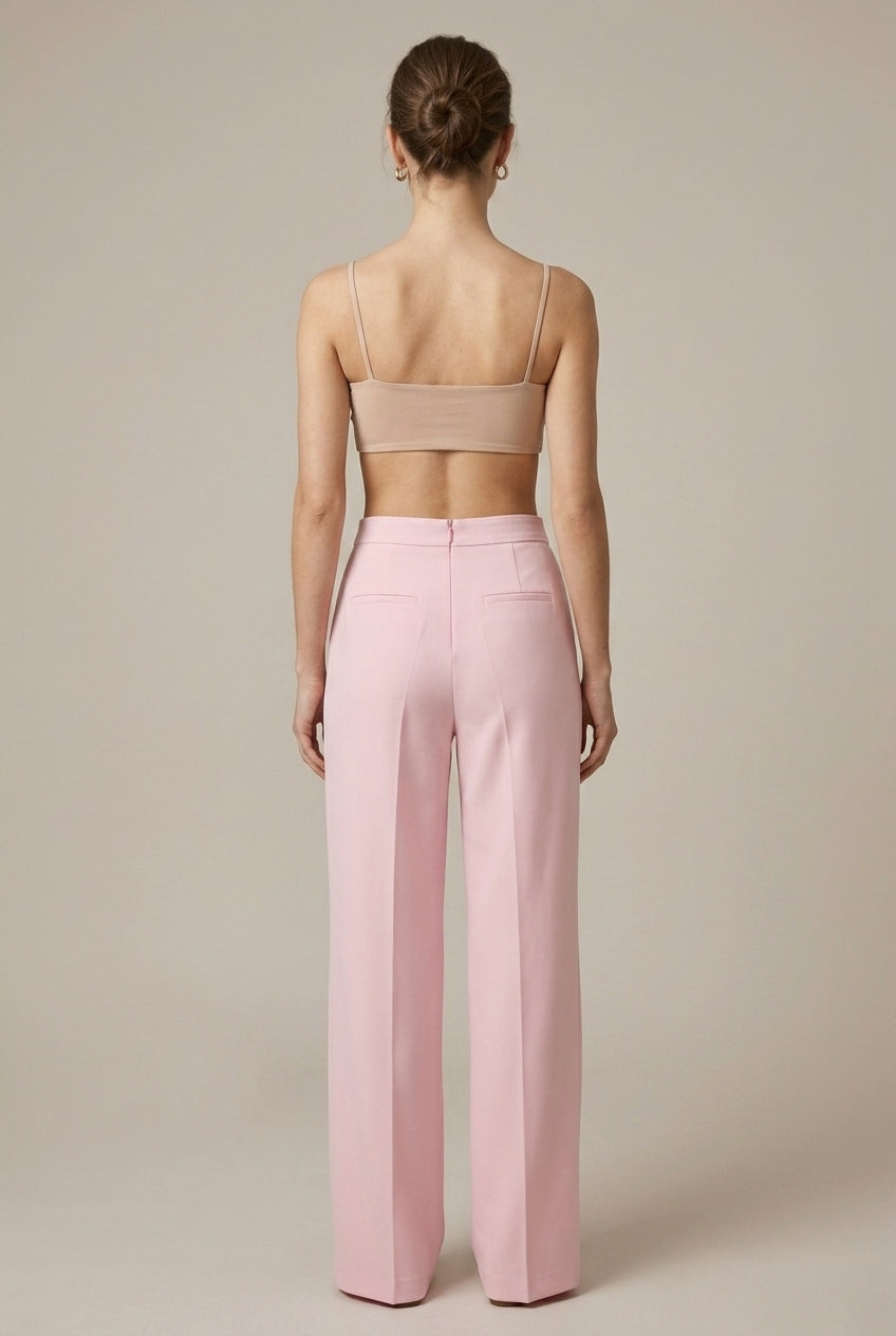 Opal | Feather Cuff Blazer With Straight-Leg Pants