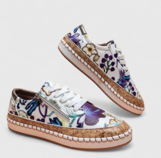 Beatrix | Floral Sneakers With Side Zip