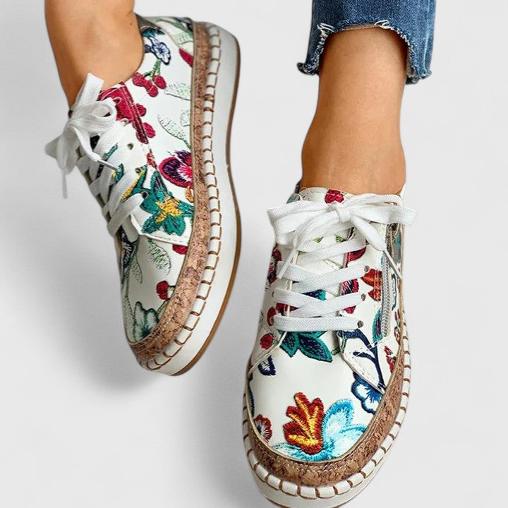 Beatrix | Floral Sneakers With Side Zip
