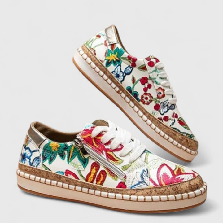 Beatrix | Floral Sneakers With Side Zip