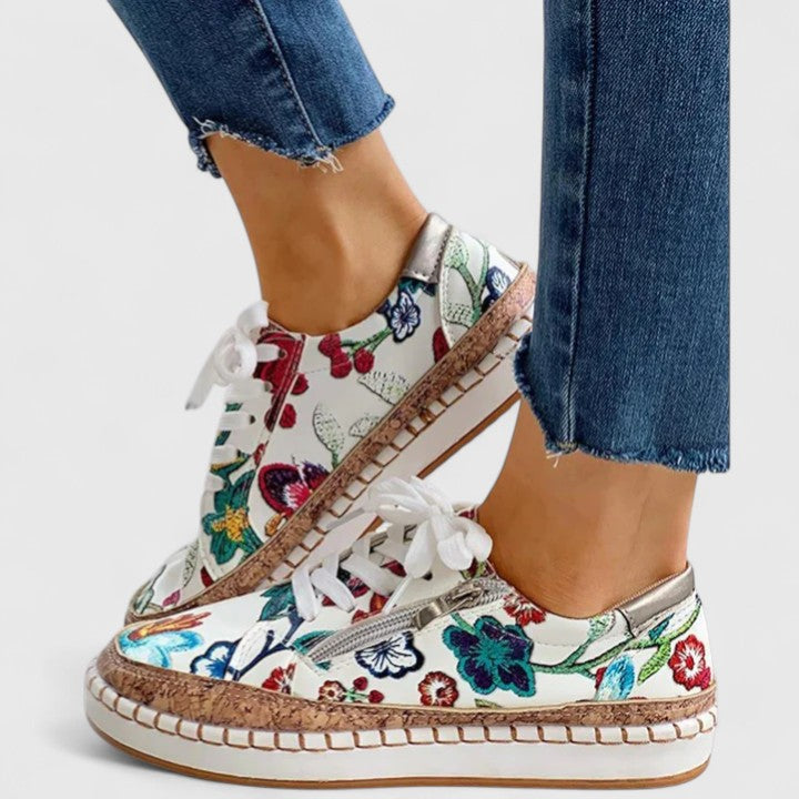 Beatrix | Floral Sneakers With Side Zip