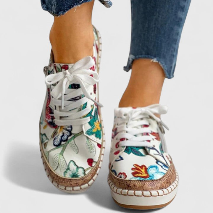 Beatrix | Floral Sneakers With Side Zip