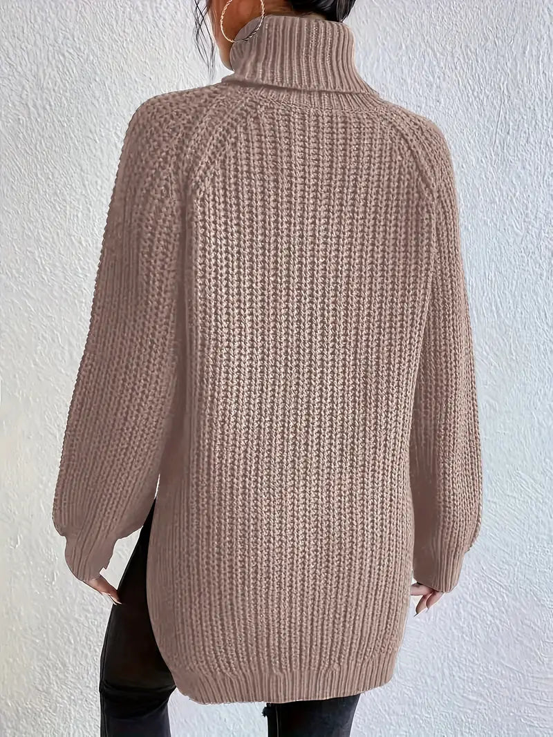 Aletta | Chunky Cotton Turtleneck With Side Slits