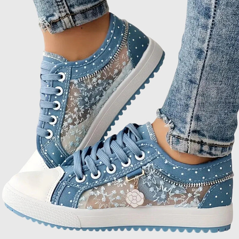 Theodora | Lace-Up Polka Dot Platform Sneakers