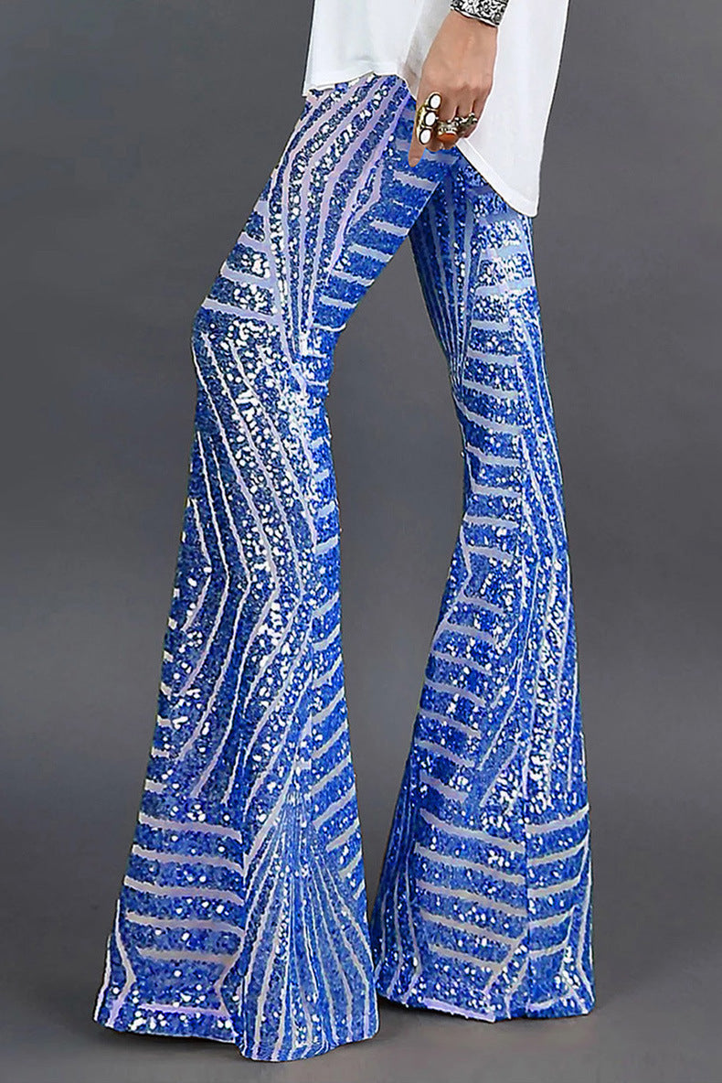 Evie | High-Waisted Sequin Flare Pants