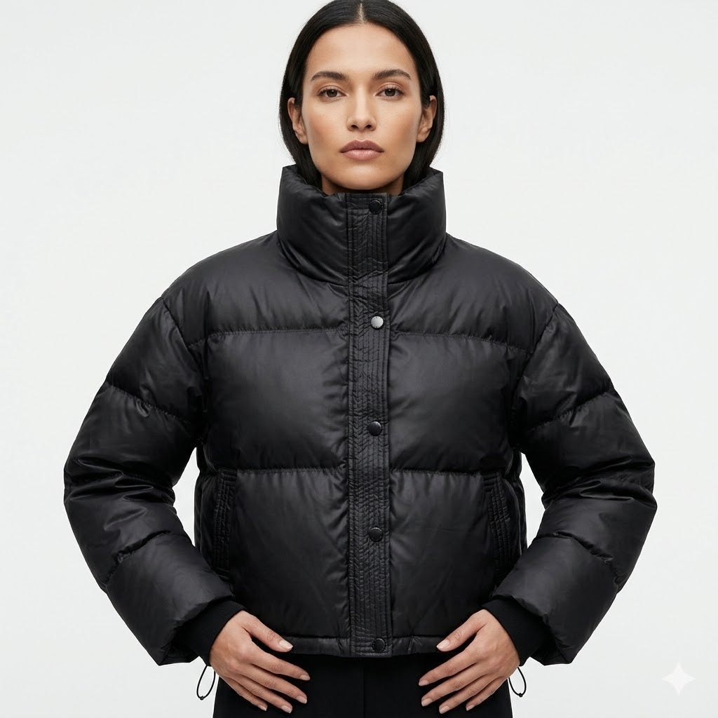 Louisa | Cropped Puffer Jacket With Stand Collar