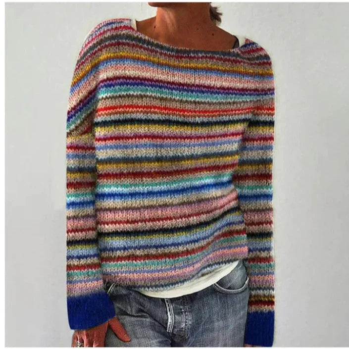 Diana | Crew Neck Patterned Knit Sweater