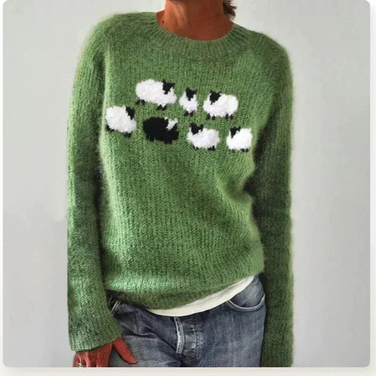 Diana | Crew Neck Patterned Knit Sweater