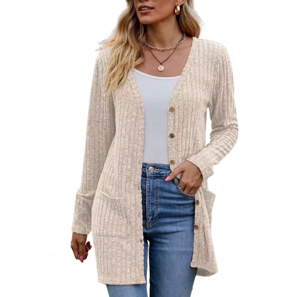 Tilly | Long Ribbed Cardigan With Pockets