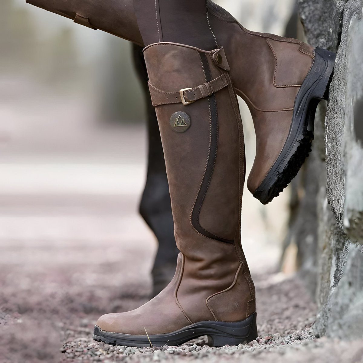 Carla | Leather Knee-High Riding Boots With Buckle Strap
