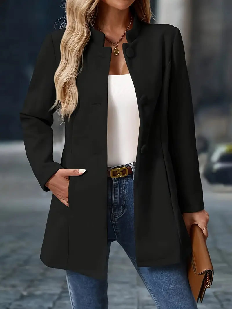 Bernadette | Tailored Longline Jacket With Stand Collar