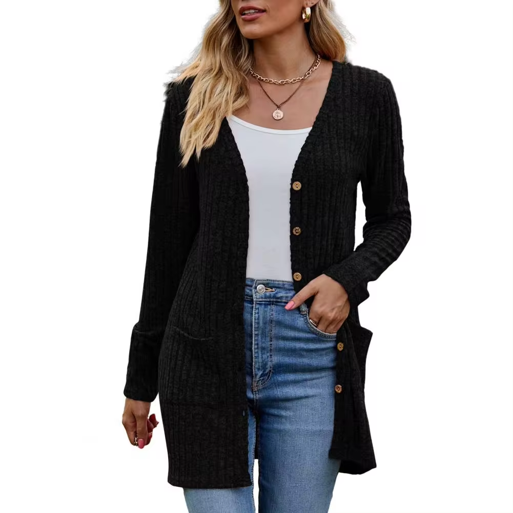 Tilly | Long Ribbed Cardigan With Pockets