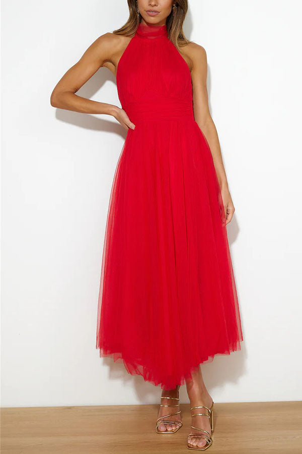 Scarlett | Tulle Halter A-Line Midi Dress