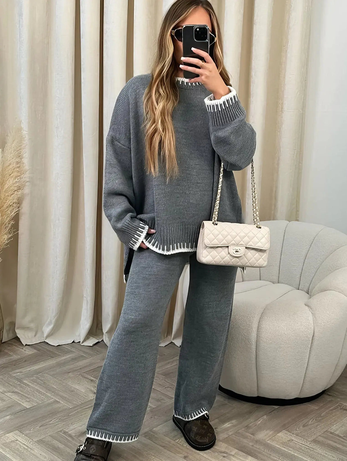 Carina | Oversized Knit Wide-Leg Lounge Set
