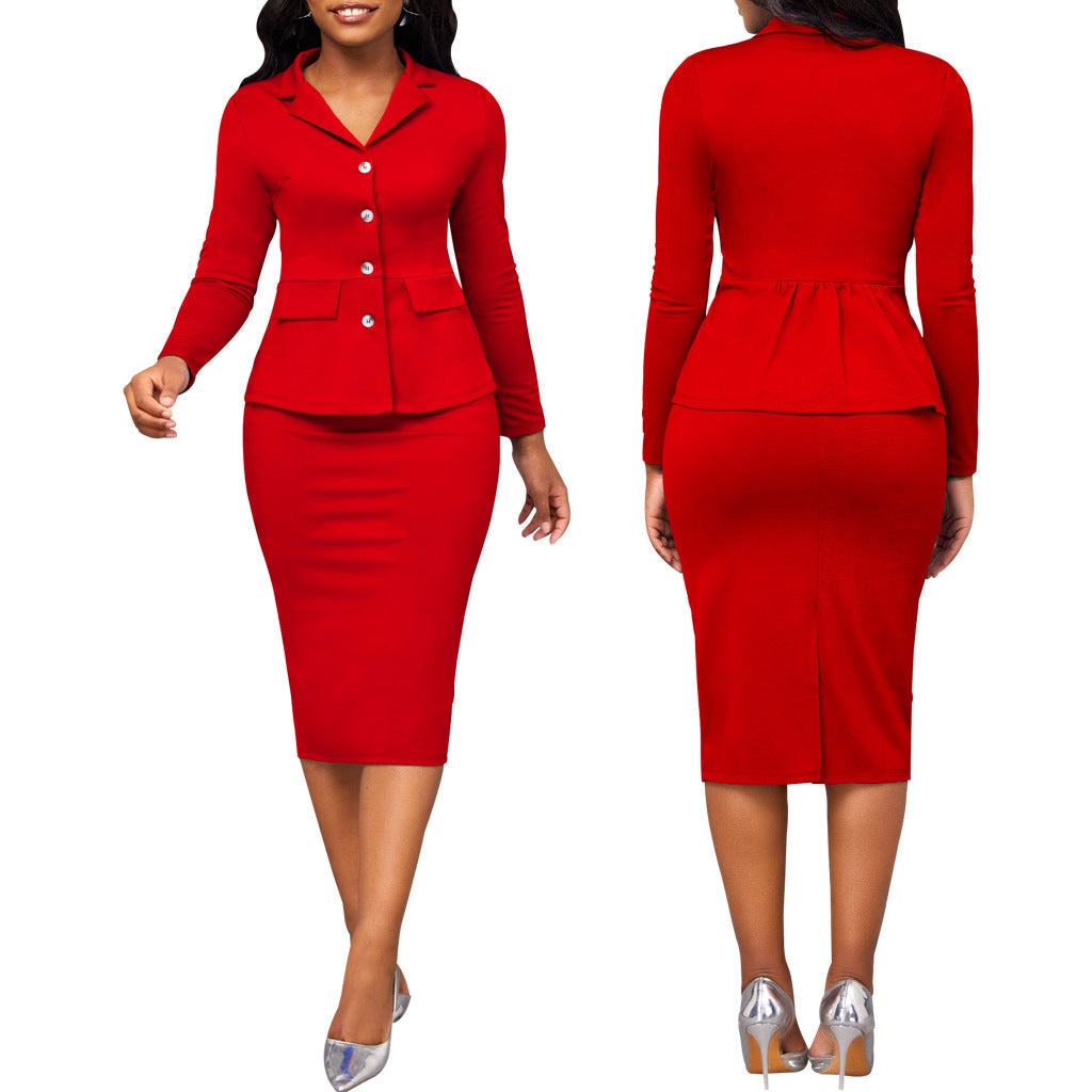 Caitlin | Collared Jacket And Pencil Skirt Set