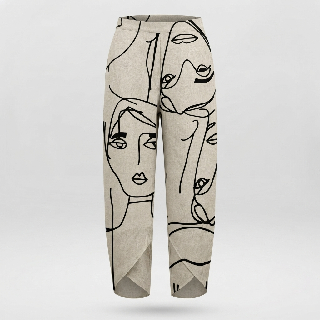 Fay | Relaxed Pants With Abstract Face Print