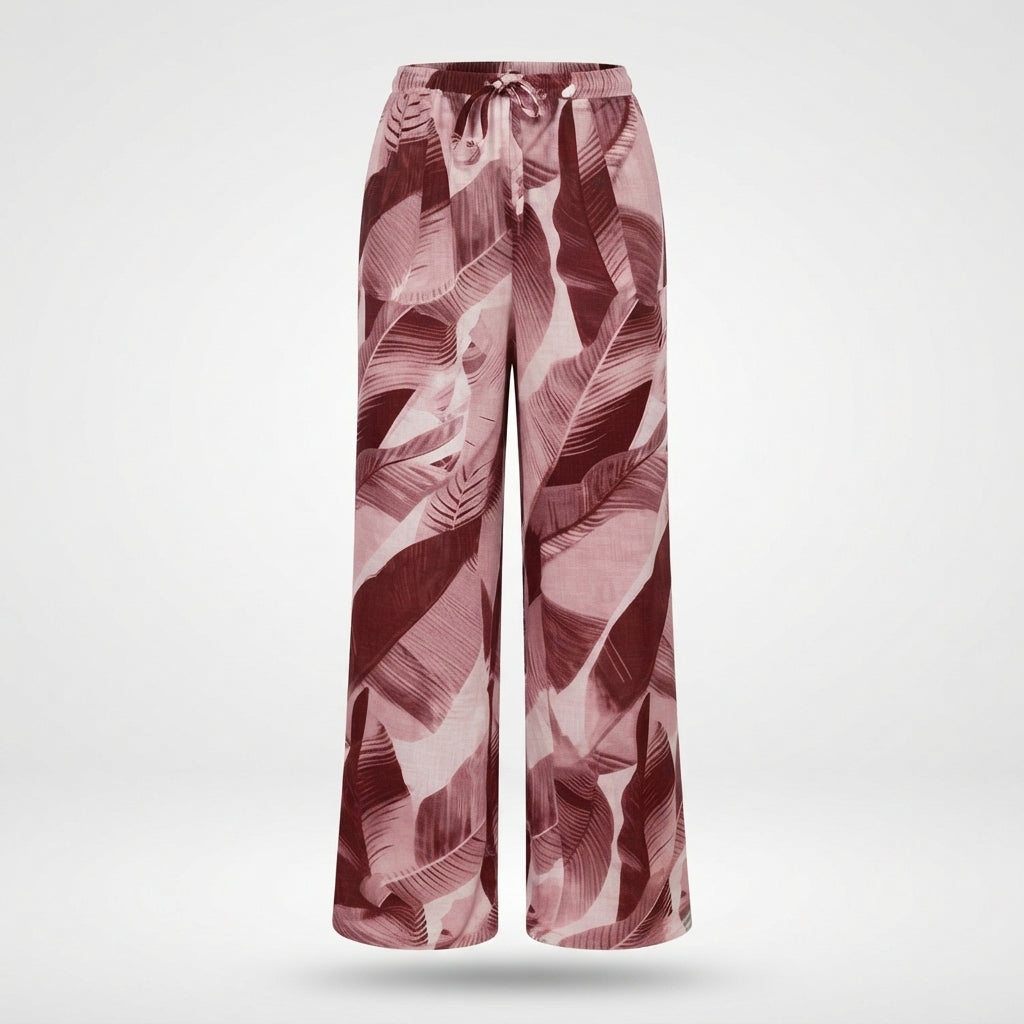 Magnolia | Leaf Print Wide-Leg Pants