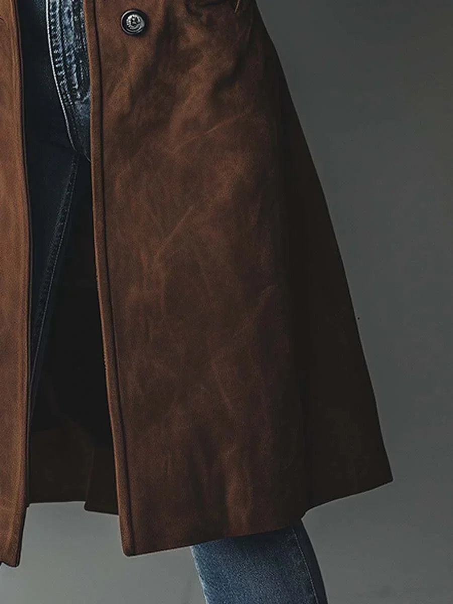 Annabel | Vintage Faux Suede Trench Coat