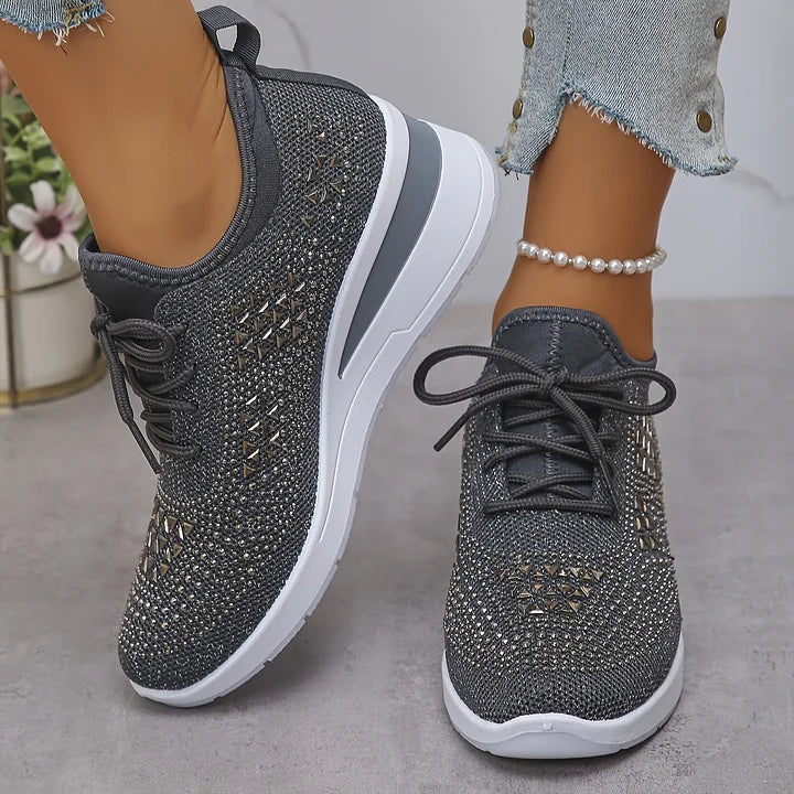 Lucia | Sparkle Wedge Sneakers With Lace-Up Front