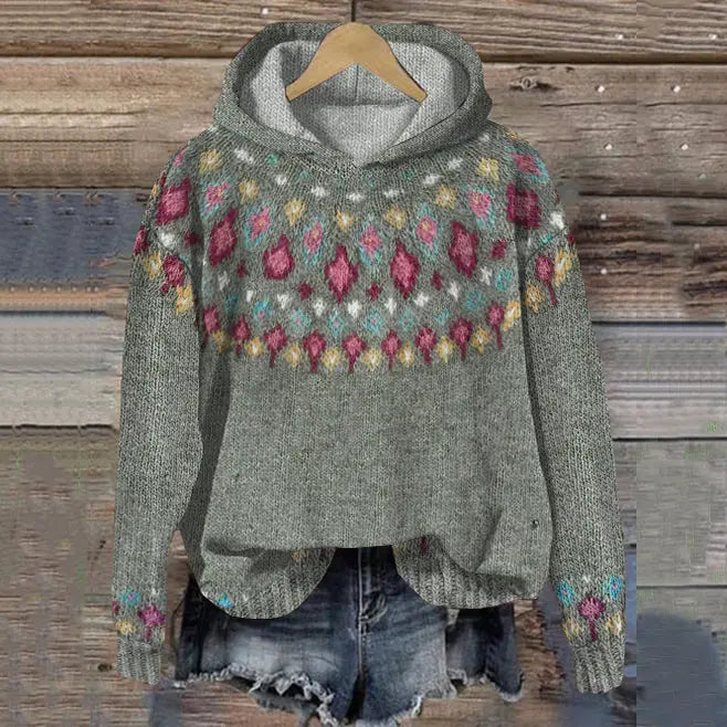 Yvette | Fair Isle Knit Hoodie Sweater
