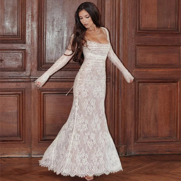 Savannah | Long-Sleeve Lace Maxi Dress