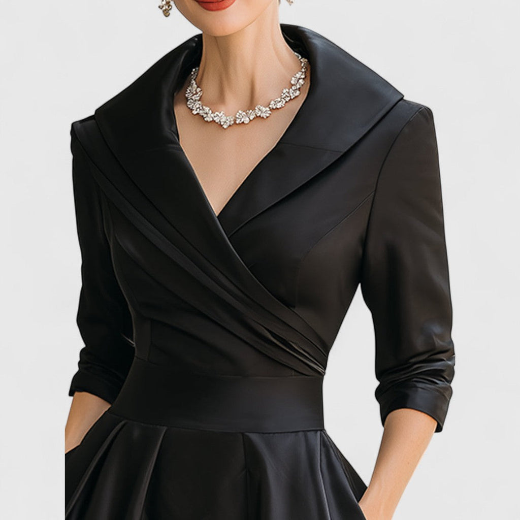 Carys | Wrap-Front Midi Dress With Shawl Collar