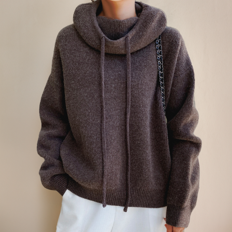 Ophelia | Knit Hoodie Sweater With Drawstring