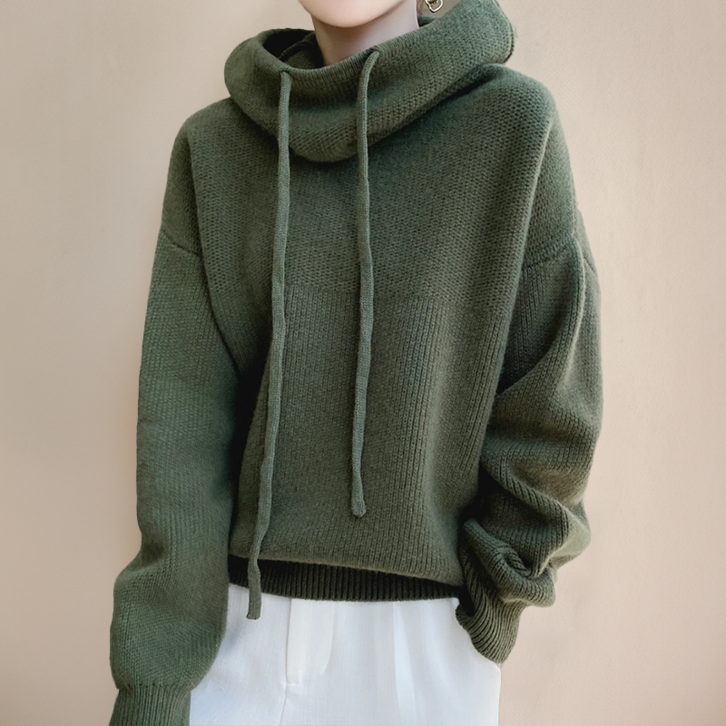 Ophelia | Knit Hoodie Sweater With Drawstring